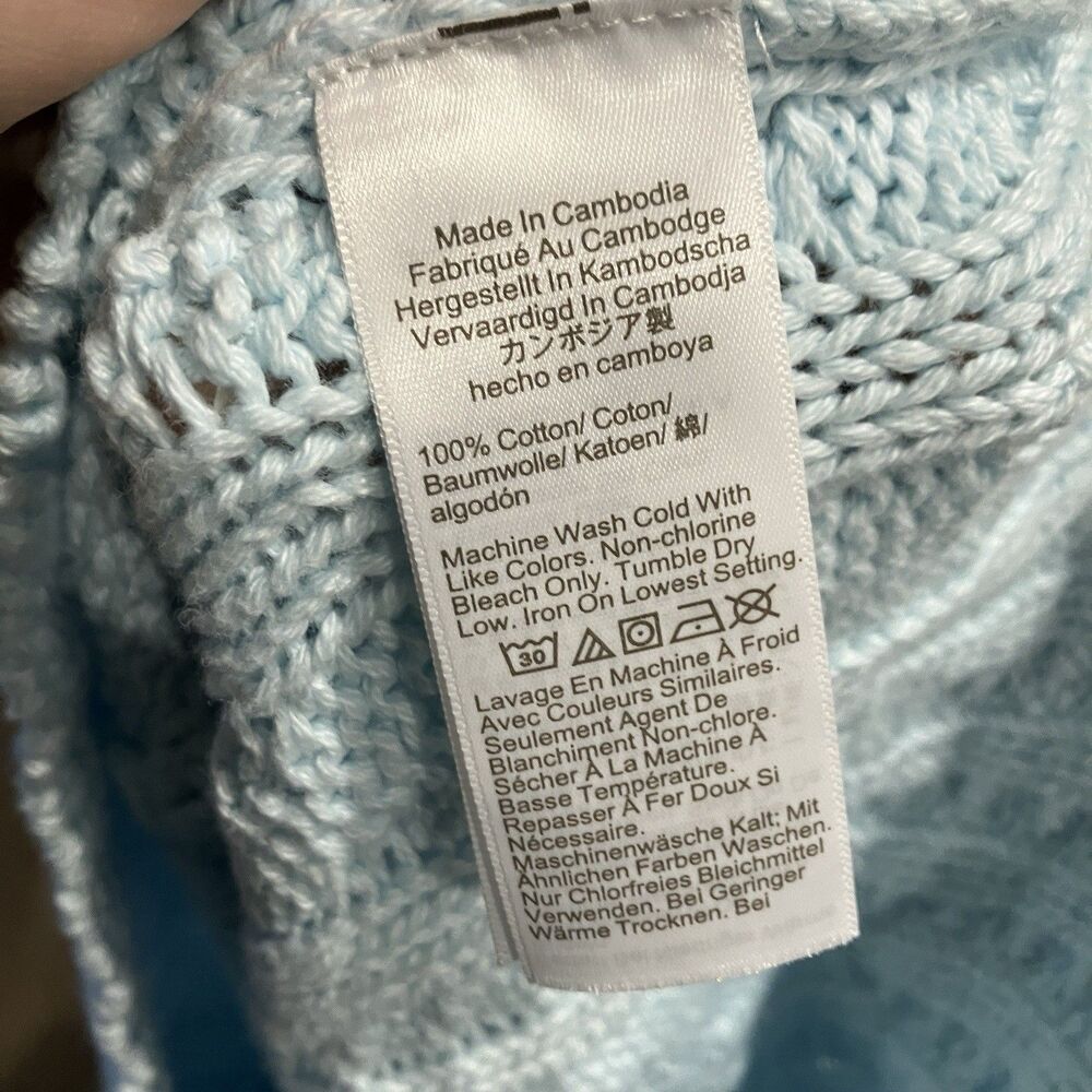 J Crew Cableknit Sweater Womens S Blue Cotton Crewneck Classic Spring - Picture 7 of 9